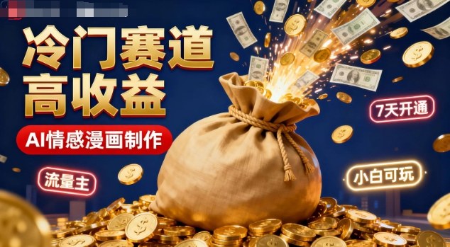 公众号冷门赛道，用AI做情感漫画，7天开通流量主，操作简单，小白可玩-蓝海云网创