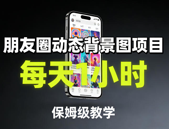 朋友圈动态背景图项目，每天1小时，保姆级教学-蓝海云网创