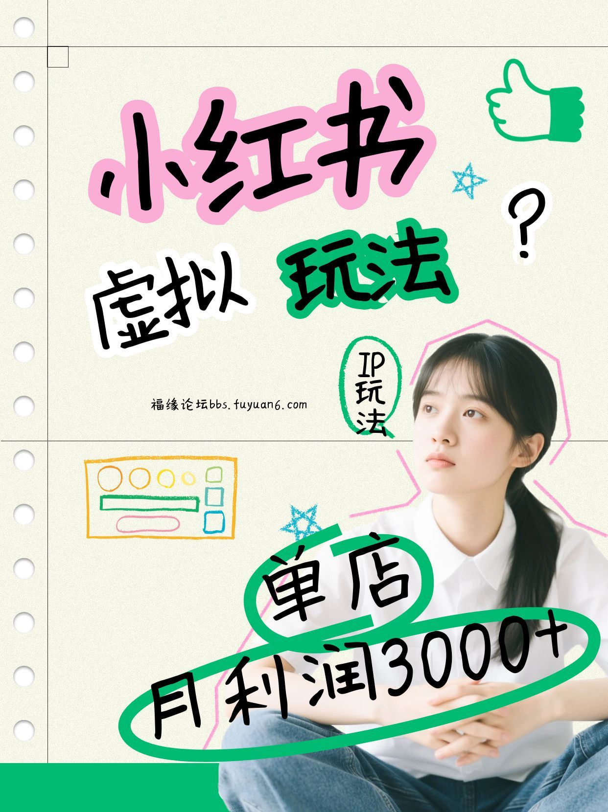 小红书虚拟玩法(铺货流和单品玩法)，单店月利润3000+，IP打法+原创商品(0违规)-蓝海云网创