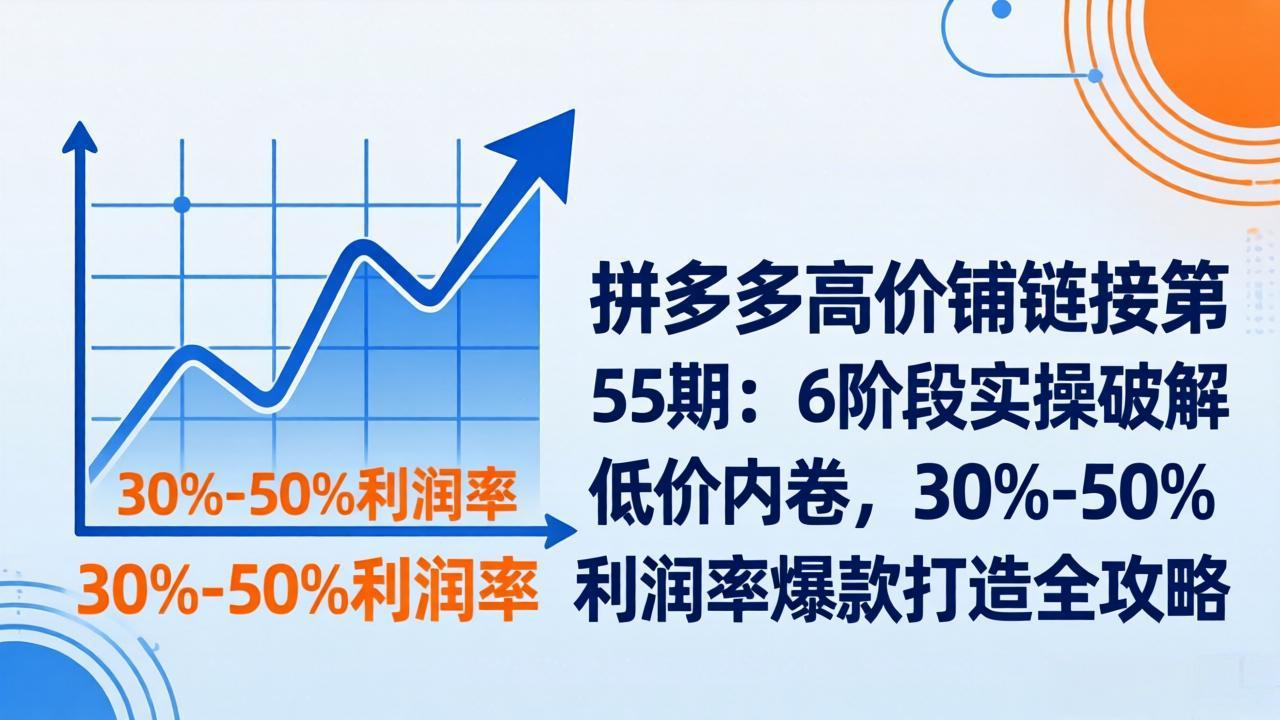 拼多多高价铺链接第55期：6阶段实操破解低价内卷，30%-50%利润率爆款打造全攻略-蓝海云网创