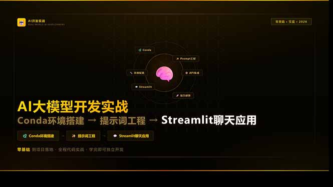 AI大模型开发实战：Conda环境搭建→提示词工程→Streamlit聊天应用，零基础到项目落地-蓝海云网创