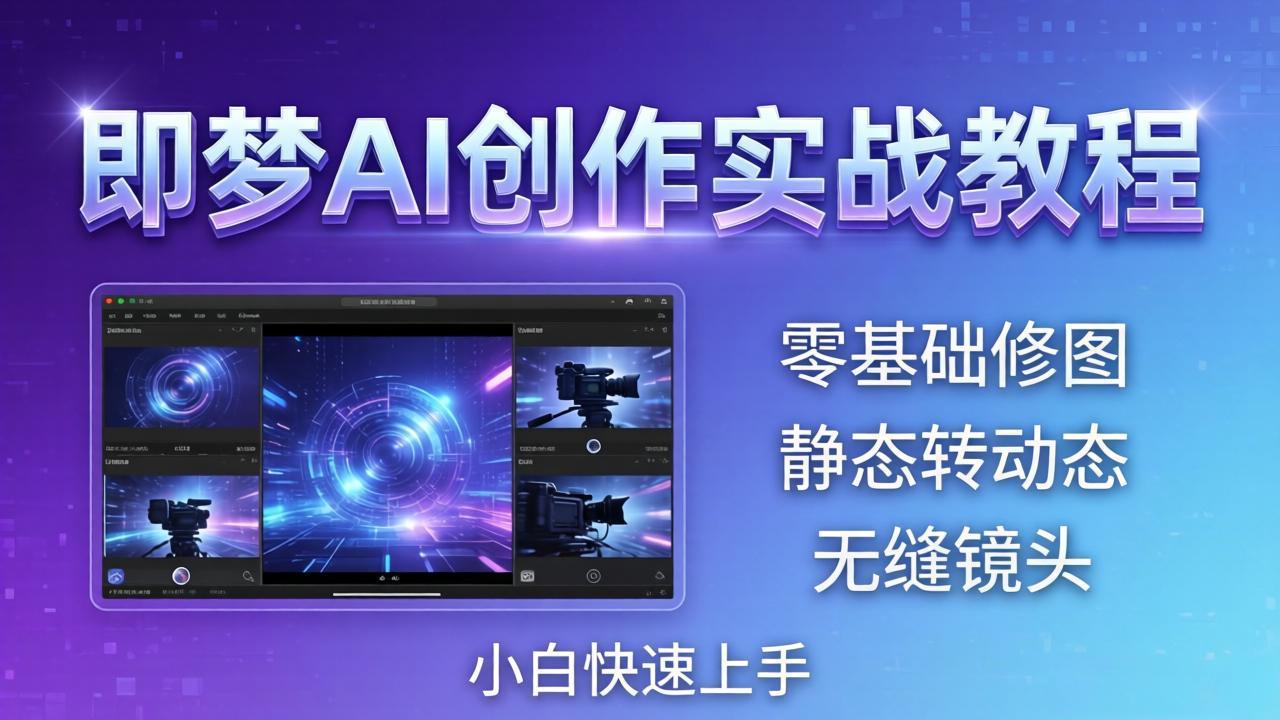 即梦AI创作实战教程，从零基础修图到AI导演，实战教学静态转动态+无缝镜头，小白快速上手-蓝海云网创