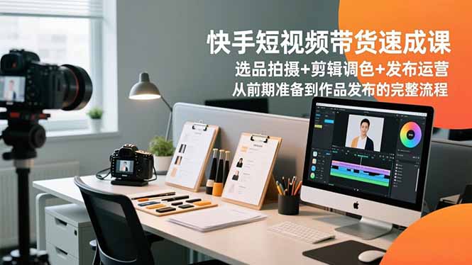 快手短视频带货速成课，选品拍摄+剪辑调色+发布运营，从前期准备到作品发布的完整流程-蓝海云网创