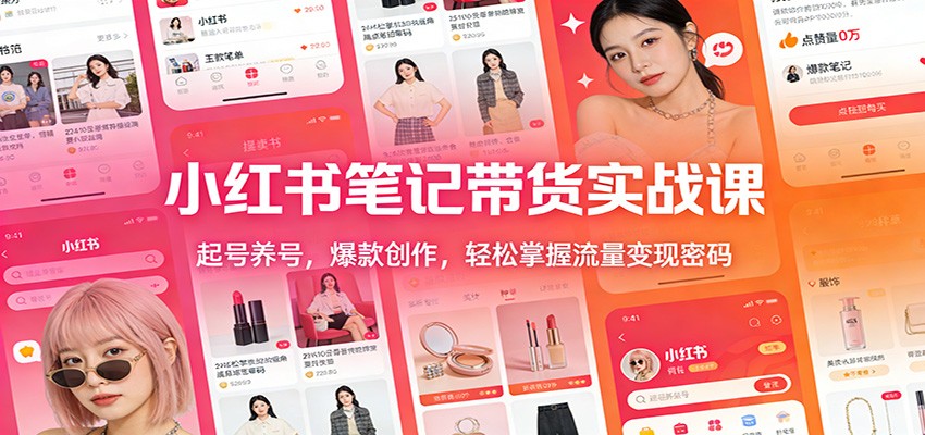 小红书笔记带货实战课：起号养号，爆款创作，轻松掌握流量变现密码-蓝海云网创