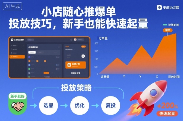 小店随心推爆单投放技巧,新手也能快速起量-蓝海云网创