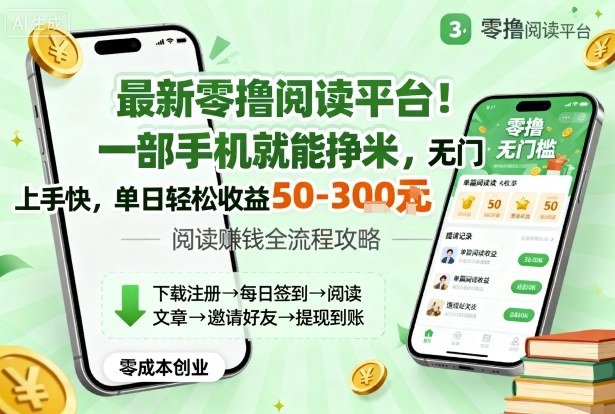 最新零撸阅读平台!一部手机就能挣米,无门槛上手快,单日轻松收益50-3张【揭秘】-蓝海云网创