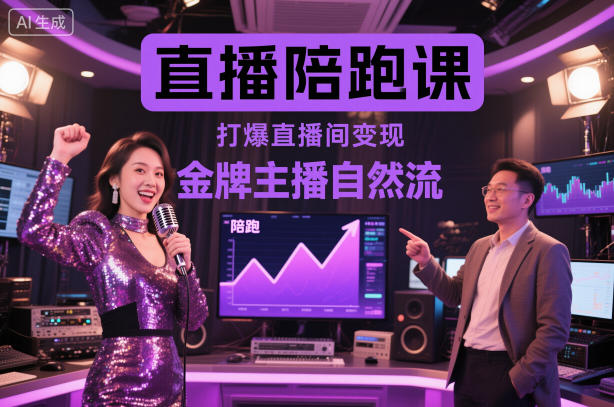 直播陪跑课,金牌主播自然流打爆直播间,复制高变现玩法-蓝海云网创