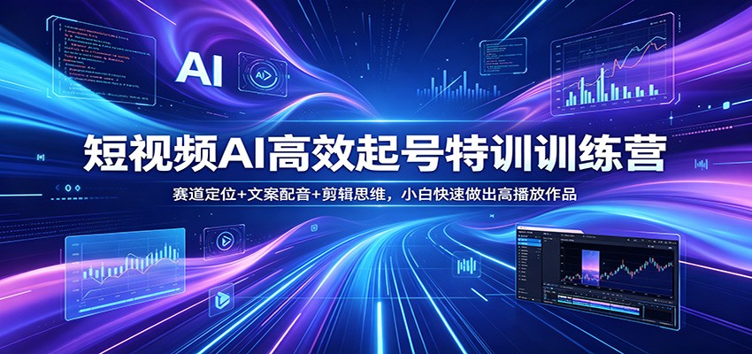 短视频AI高效起号特训训练营：赛道定位+文案配音+剪辑思维，小白快速做出高播放作品-蓝海云网创