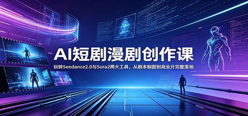 AI短剧漫剧创作课：玩转Seedance2.0与 Sora2两大工具，从剧本制图到商业片完整落地-蓝海云网创