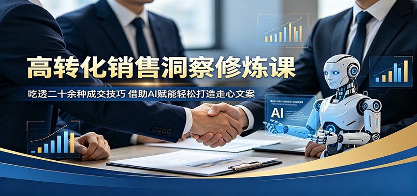 高转化销售洞察修炼课：吃透二十余种成交技巧，借助AI赋能轻松打造走心文案-蓝海云网创