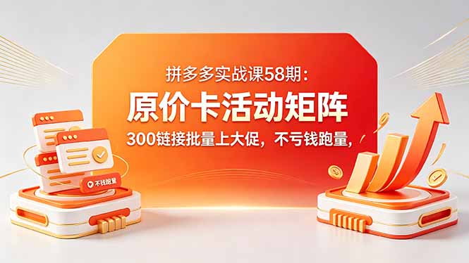 拼多多实战课58期：原价卡活动矩阵，300链接批量上大促，不亏钱跑量-蓝海云网创