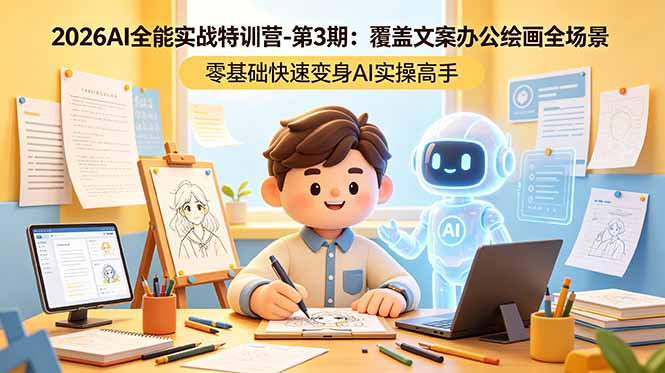 2026AI全能实战特训营-第3期：覆盖文案办公绘画全场景 零基础快速变身AI实操高手-蓝海云网创