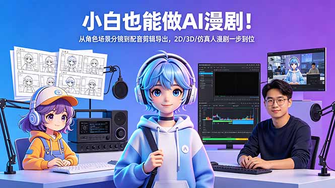 小白也能做AI漫剧！从角色场景分镜到配音剪辑导出，2D/3D/仿真人漫剧一步到位-蓝海云网创