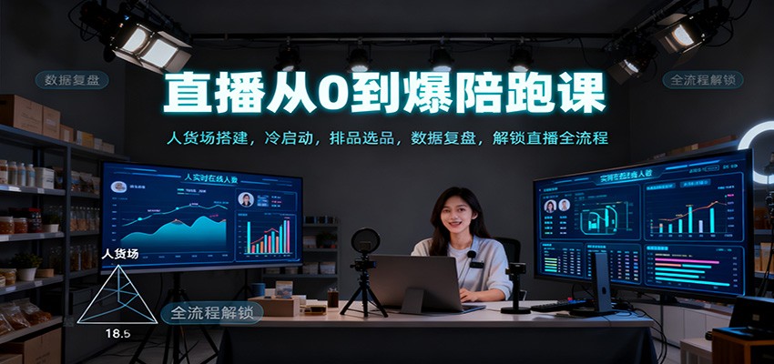直播从0到爆陪跑课:人货场搭建,冷启动,排品选品,数据复盘,解锁直播全流程-蓝海云网创