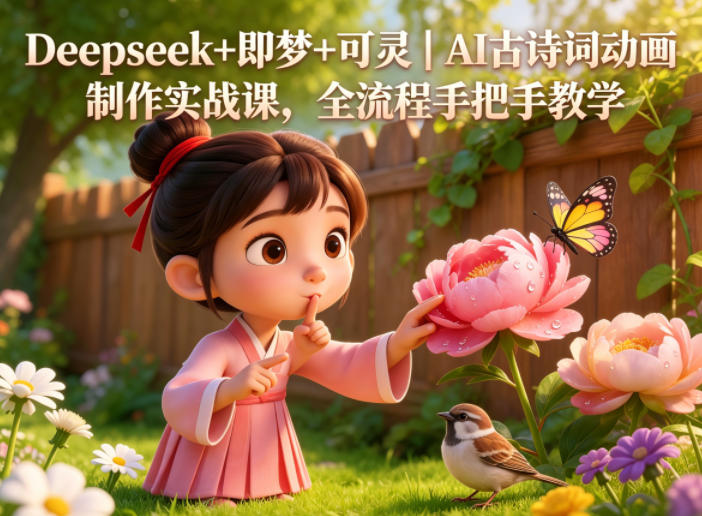Deepseek+即梦+可灵｜AI古诗词动画制作实战课，全流程手把手教学-蓝海云网创