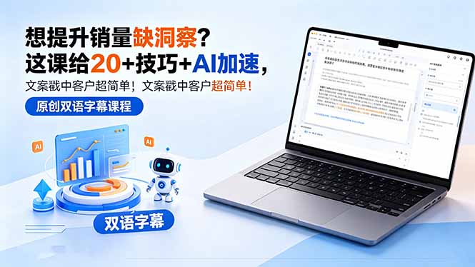 想提升销量缺洞察？这课给 20 + 技巧 + AI 加速，文案戳中客户超简单！【原创双语字幕】-蓝海云网创