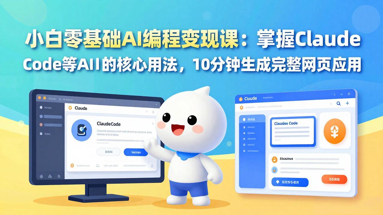 小白零基础AI编程变现课：掌握Claude Code等AI工具的核心用法，10分钟生成完整网页应用-蓝海云网创