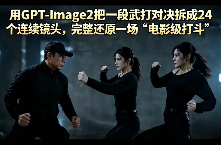 用GPT-Image2把一段武打对决拆成24个连续镜头，完整还原一场“电影级打斗”-蓝海云网创
