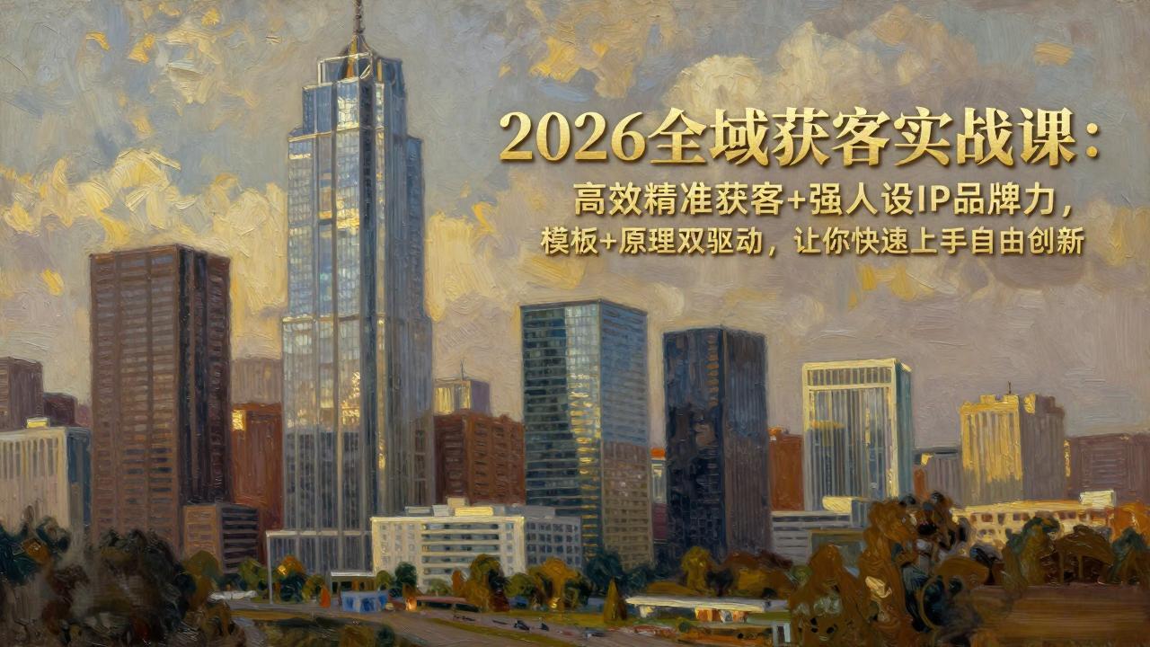 2026全域获客实战课：高效精准获客+强人设IP品牌力，模板+原理双驱动，让你快速上手自由创新-蓝海云网创