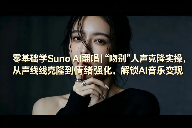 零基础学Suno AI翻唱｜《吻别》人声克隆实操，从声线克隆到情绪强化，解锁AI音乐变现-蓝海云网创