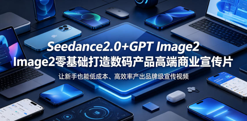 Seedance2.0+GPT Image2零基础打造数码产品高端商业宣传片，让新手也能低成本、高效率产出品牌级宣传视频-蓝海云网创