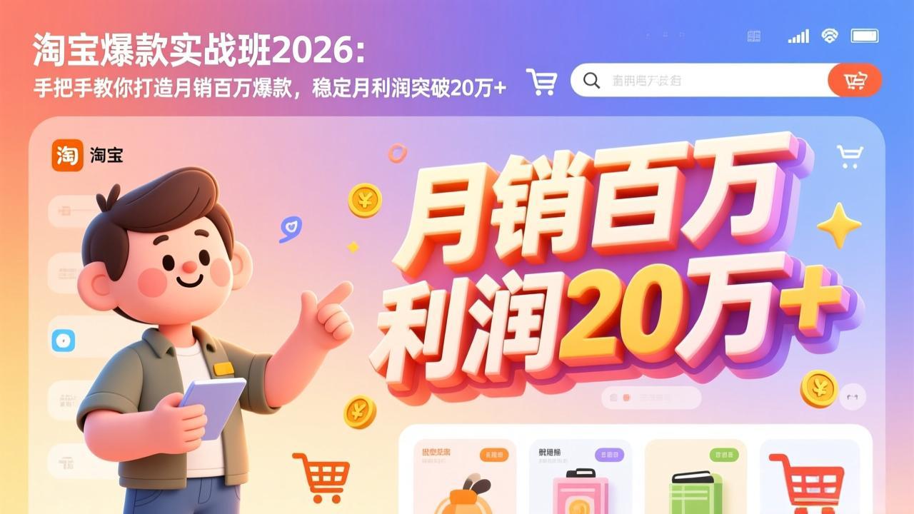淘宝爆款实战班-2026年3月更新：手把手教你打造月销百万爆款，稳定月利润突破20万+-蓝海云网创