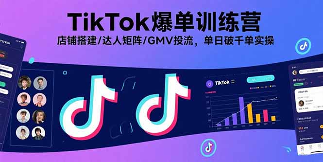 TikTok爆单训练营,店铺搭建/达人矩阵/GMV投流,单日破千单实操-蓝海云网创