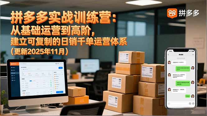 拼多多实战训练营：从基础运营到高阶，建立可复制的日销千单运营体系(更新11月-蓝海云网创