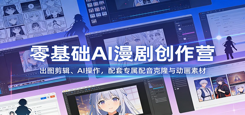 零基础AI漫剧创作营:出图剪辑、AI操作,配套专属配音克隆与动画素材-蓝海云网创