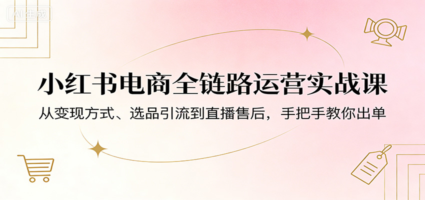 小红书电商全链路运营实战课：从变现方式、选品引流到直播售后，手把手教你出单-蓝海云网创