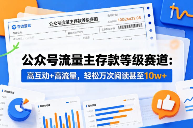 公众号流量主之存款等级赛道，高互动+高流量，轻松达到万次阅读，甚至10w+-蓝海云网创