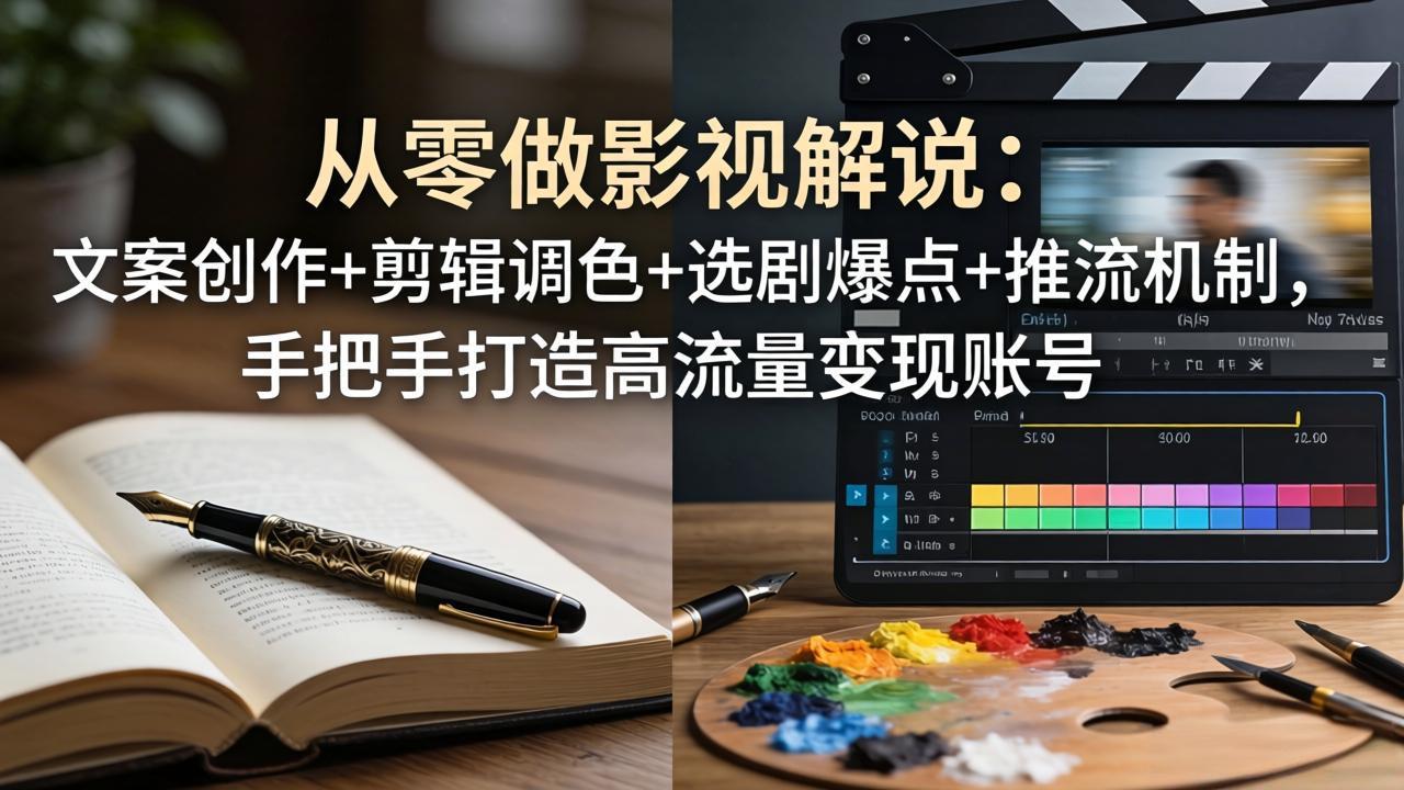 从零做影视解说：文案创作+剪辑调色+选剧爆点+推流机制，手把手打造高流量变现账号-蓝海云网创