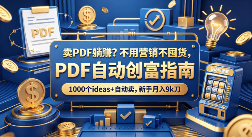 卖PDF躺賺？不用营销不囤货，PDF自动创富指南，1000个ideas+自动卖，新手月入9k刀【原创双语字幕】-蓝海云网创