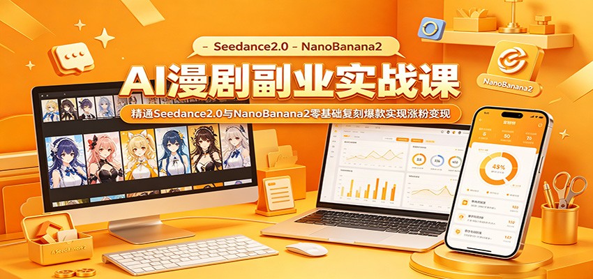AI漫剧副业实战课：精通Seedance2.0与NanoBanana2零基础复刻爆款实现涨粉变现-蓝海云网创