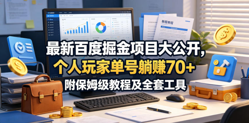 最新百度掘金项目大公开，个人玩家单号躺賺70+，附保姆级教程及全套工具【揭秘】-蓝海云网创