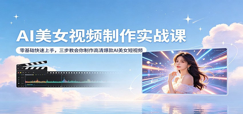 AI美女视频制作实战课：零基础快速上手，三步教会你制作高清爆款AI美女短视频-蓝海云网创