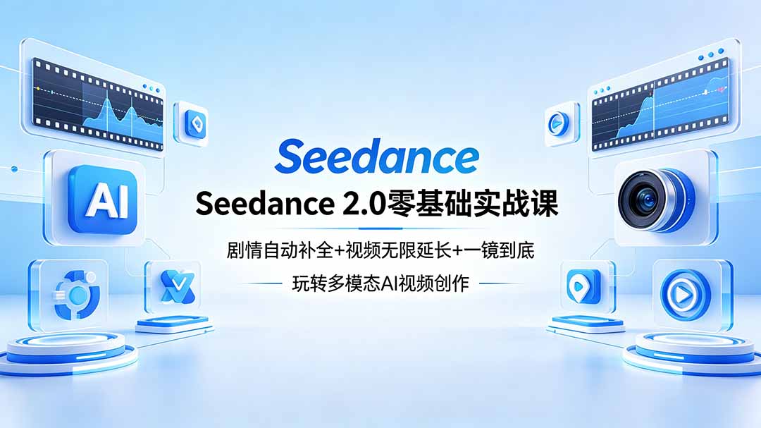 Seedance 2.0零基础实战课：剧情自动补全+视频无限延长+一镜到底：玩转多模态AI视频创作-蓝海云网创
