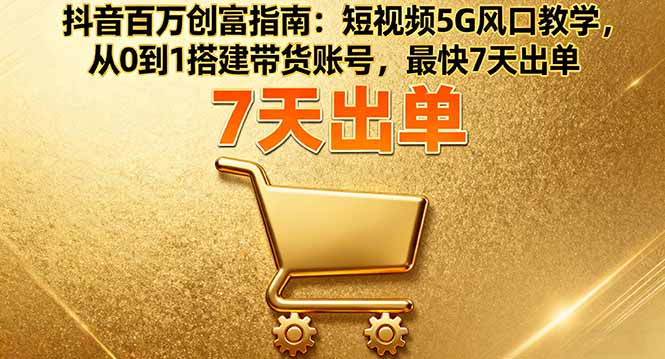 抖音百万创富指南:短视频5G风口教学,从0到1搭建带货账号,最快7天出单-蓝海云网创