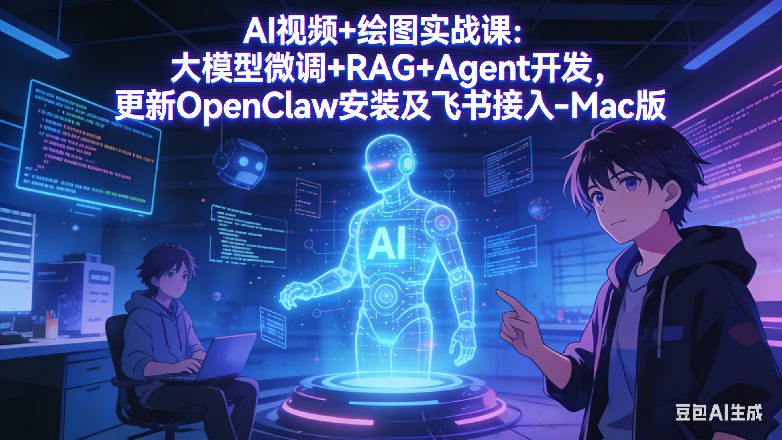 AI视频+绘图实战课：大模型微调+RAG+Agent开发，更新OpenClaw安装及飞书接入-Mac版-蓝海云网创