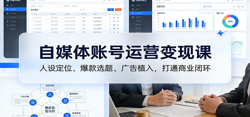 自媒体账号运营变现课：人设定位、爆款选题、广告植入，打通商业闭环-蓝海云网创