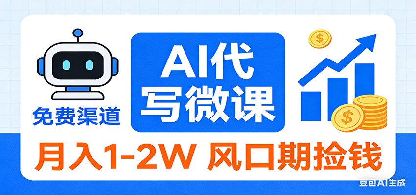 2026告别打工！AI 代写微课，提供免费渠道，月入 1-2W 风口期捡钱-蓝海云网创