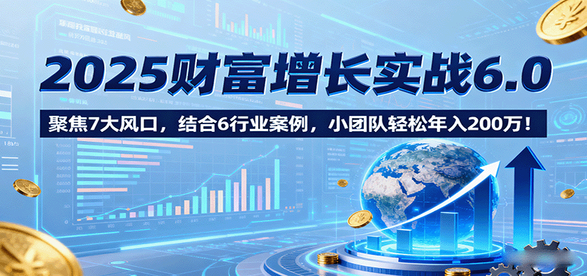 2025财富增长实战6.0，聚焦7大风口，结合6行业案例，小团队轻松年入200万！-蓝海云网创