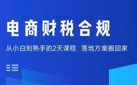 电商财税合规线下课，适合老板+财务，教你规避涉税风险，实现低成本合规经营-蓝海云网创