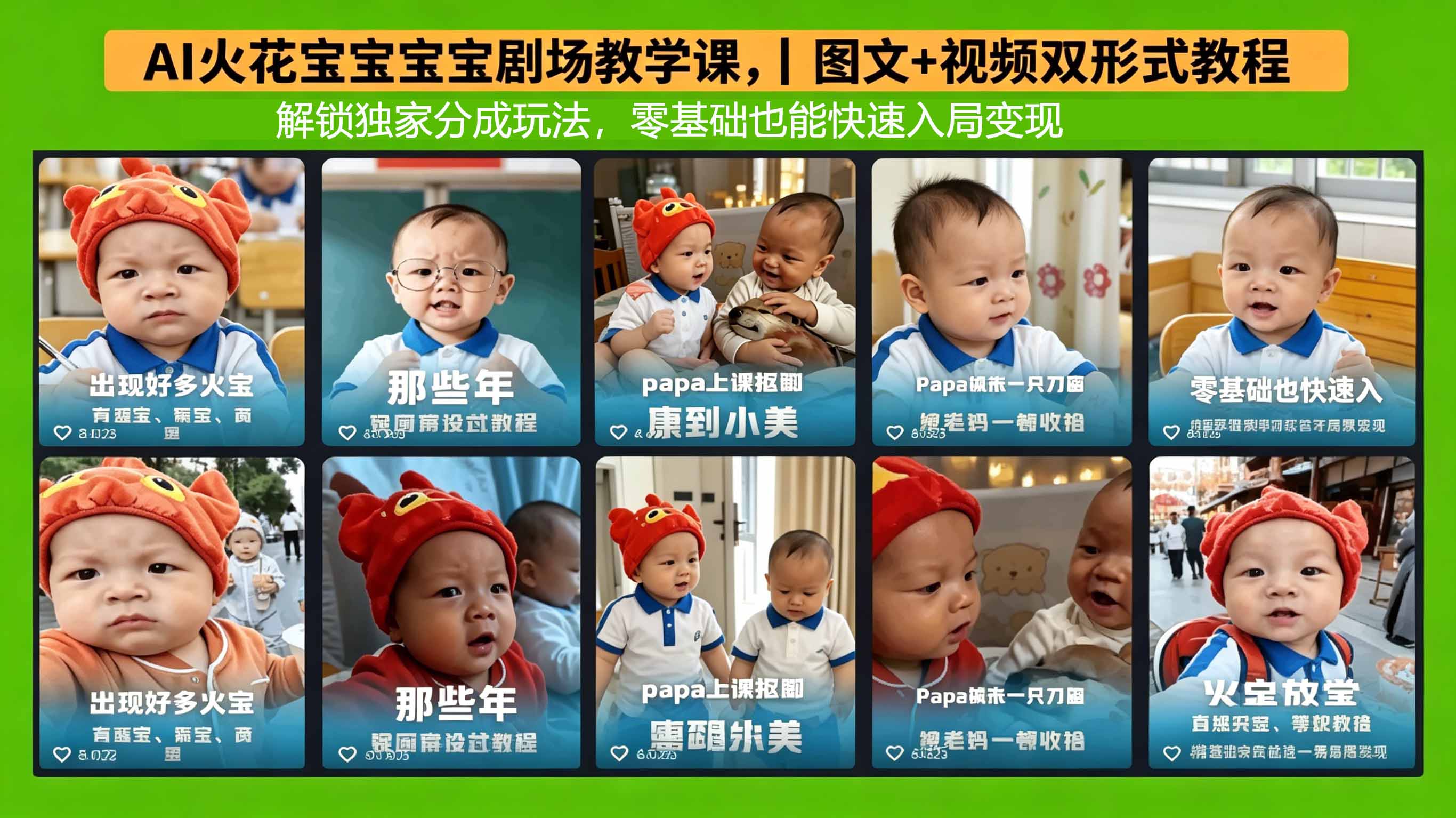 AI火花宝宝宝宝剧场教学课，图文+视频双形式教程，解锁独家分成玩法，零基础也能快速入局变现-蓝海云网创