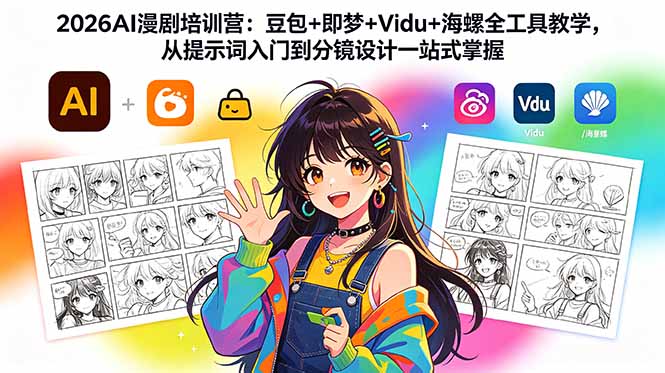 2026AI漫剧培训营：豆包+即梦+Vidu+海螺全工具教学，从提示词入门到分镜设计一站式掌握-蓝海云网创