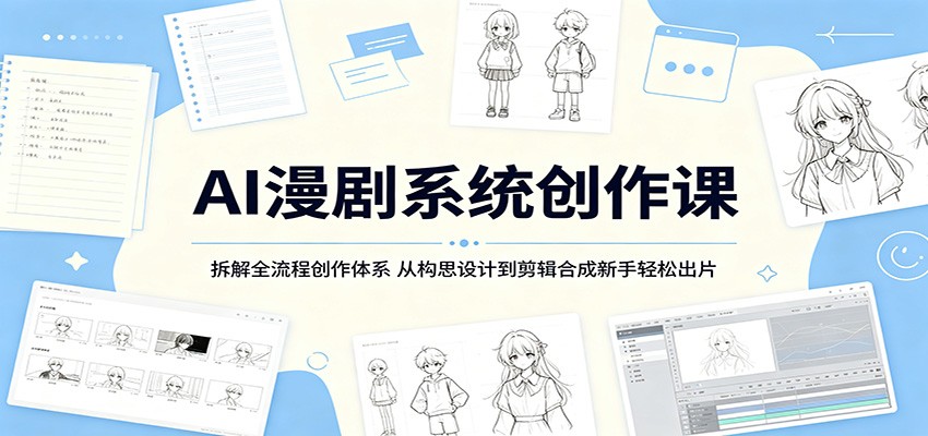 AI漫剧系统创作课：拆解全流程创作体系，从构思设计到剪辑合成新手轻松出片-蓝海云网创