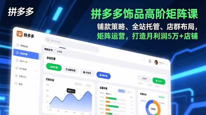 拼多多饰品高阶矩阵课，铺款策略、全站托管、店群布局，矩阵运营，打造月利润5万+店铺-蓝海云网创