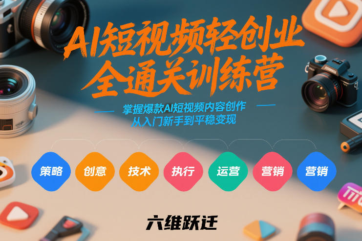 AI短视频轻创业全通关训练营，掌握爆款AI短视频内容创作，从入门新手到平稳变现的六维跃迁-蓝海云网创
