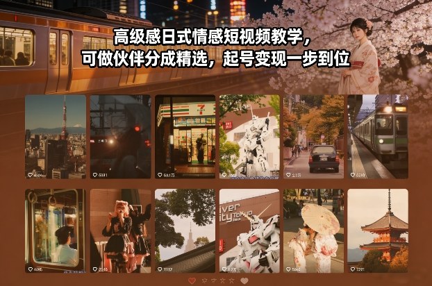 高级感日式情感短视频教学，可做伙伴分成精选，起号变现一步到位-蓝海云网创