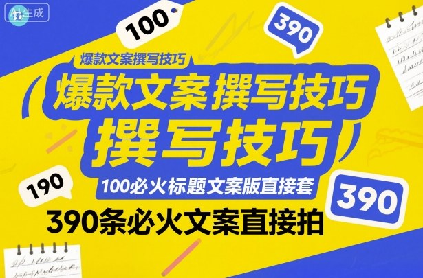 爆款文案撰写技巧,100个必火标题文案模版直接套,390条必火文案直接拍-蓝海云网创